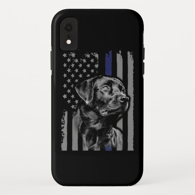 Hund Lover | Black Labrador American Flag Thin Lin Case-Mate iPhone Hülle (Rückseite)