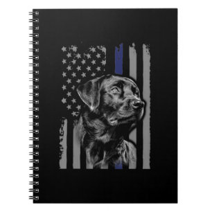 Hund Lover   Black Labrador American Flag Thin Lin Notizblock