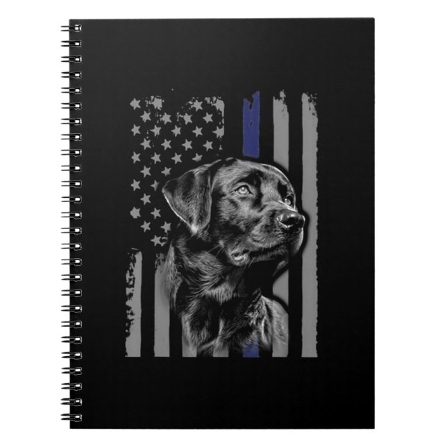 Hund Lover | Black Labrador American Flag Thin Lin Notizblock (Vorderseite)
