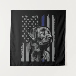 Hund Lover Black Labrador American Flag Thin Lin Wandteppich