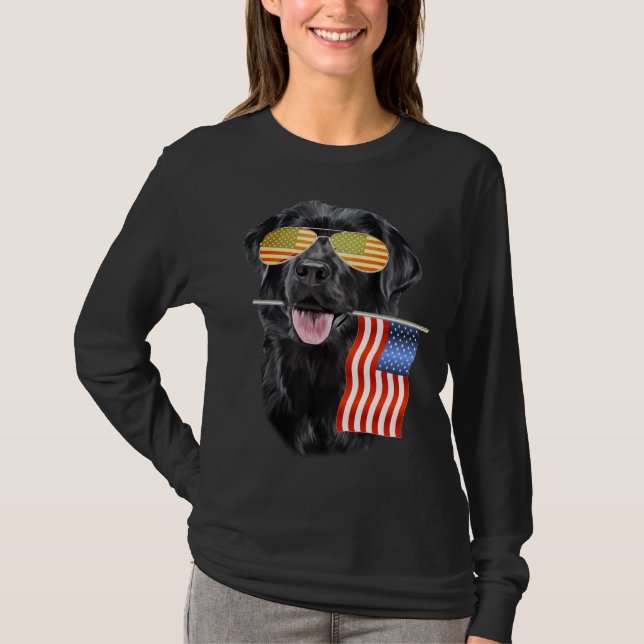 Hund Lover | Black Labrador USA Flag T-Shirt (Vorderseite)
