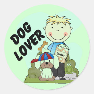 Hund Lover Blond Boy T Shirts und Geschenke Runder Aufkleber