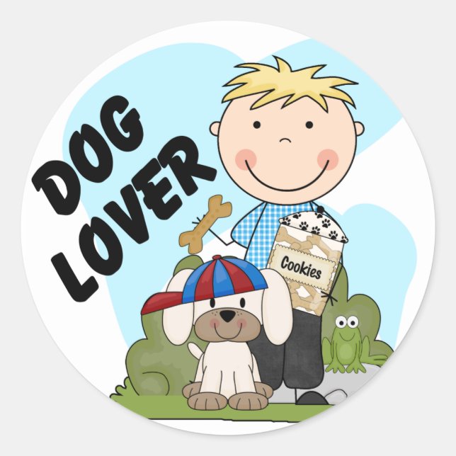 Hund Lover Blond Boy T Shirts und Geschenke Runder Aufkleber (Vorderseite)