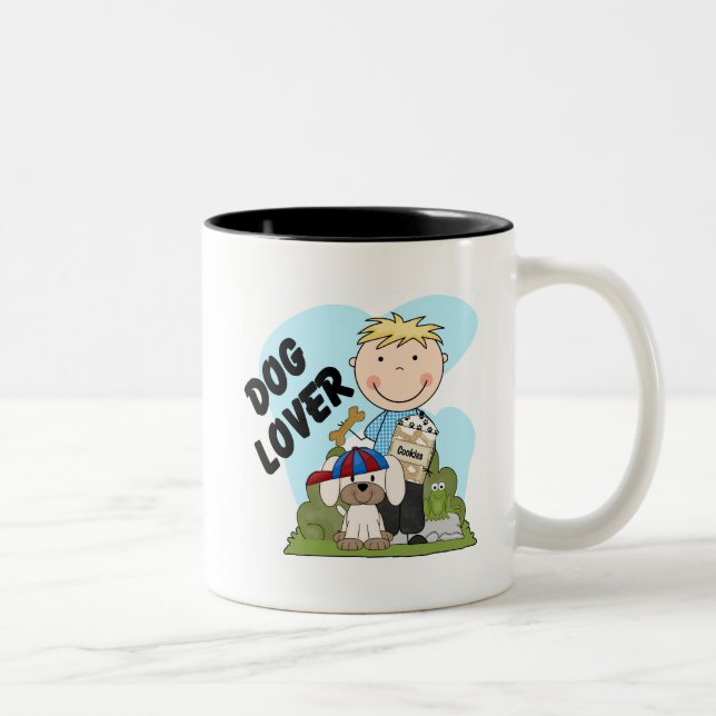 Hund Lover Blond Boy T Shirts und Geschenke Zweifarbige Tasse (Rechts)