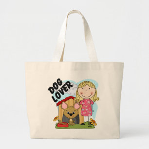 Hund Lover Blond Girl T - Shirt und Geschenke Jumbo Stoffbeutel