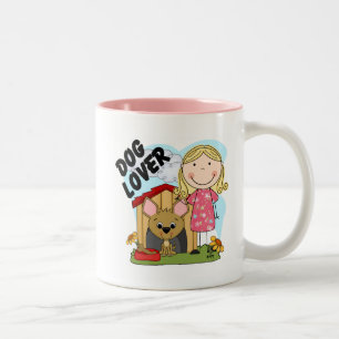 Hund Lover Blond Girl T - Shirt und Geschenke Zweifarbige Tasse