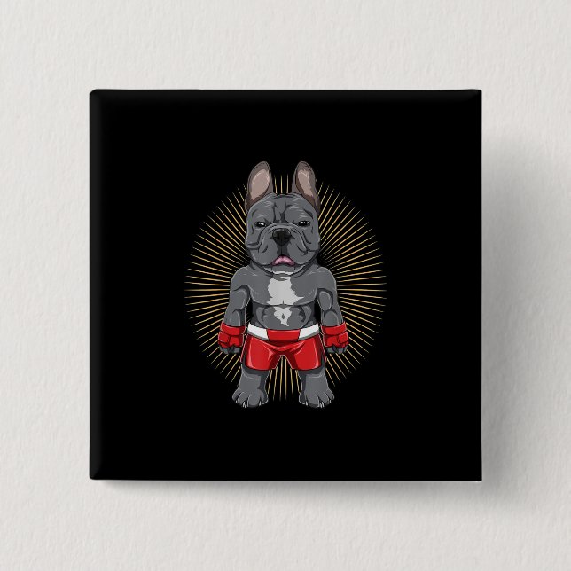 Hund Lover | Brave French Bulldog Fighter Button (Vorderseite)