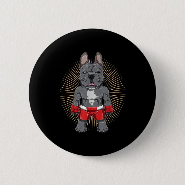 Hund Lover | Brave French Bulldog Fighter Button (Vorderseite)
