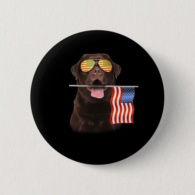 Hund Lover | Chocolate Labrador, USA - Flagge Button (Vorderseite)