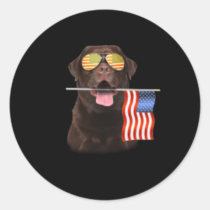 Hund Lover   Chocolate Labrador, USA - Flagge Runder Aufkleber