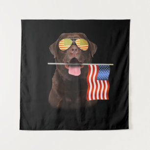 Hund Lover   Chocolate Labrador, USA - Flagge Wandteppich