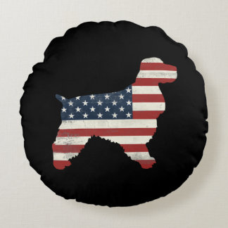 Hund Lover | Cocker Spanisch American Flag Vintag Rundes Kissen