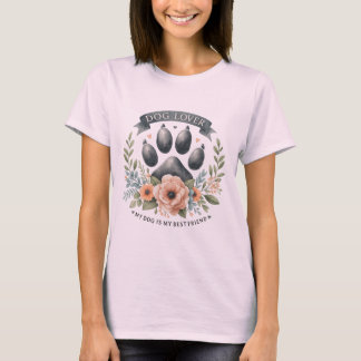 Hund Lover Floral Paw - mein Hund ist mein bester T-Shirt