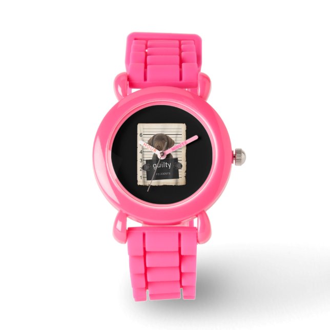 Hund Lover | Guilty Chocolate Labrador Bad Dog Armbanduhr (Vorderseite)