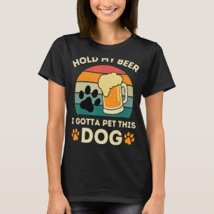Hund Lover halten mein Bier, Vintager Sonnenunterg T-Shirt