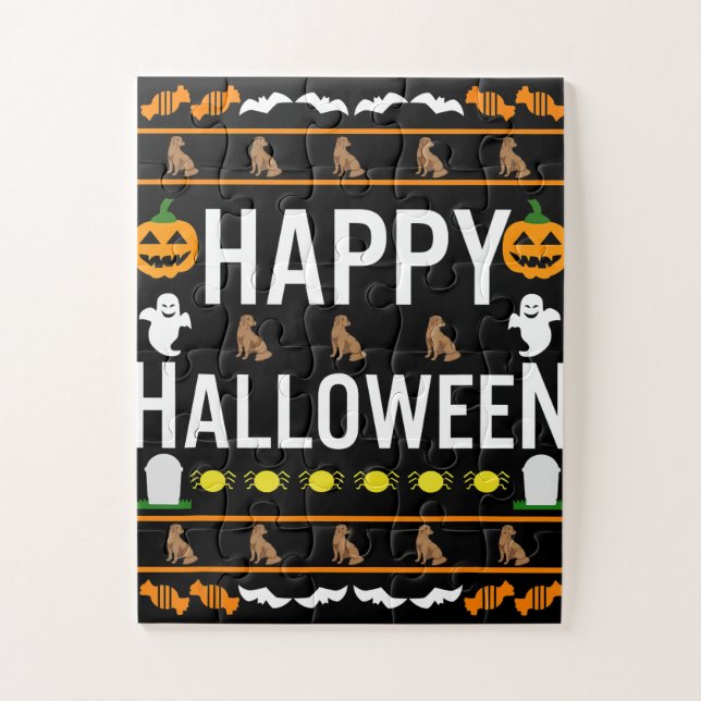 Hund Lover | Happy Halloween Chocolate Labrador Puzzle (Vertikal)