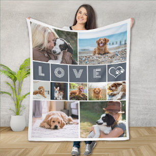 Hund Lover Herz Liebe Foto Collage Fleecedecke