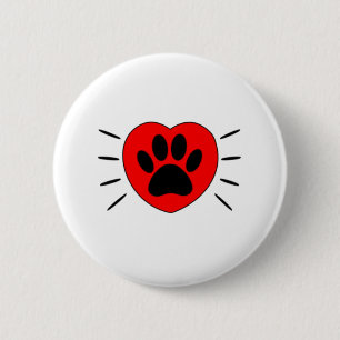 Hund Lover Herz und Pfoten Print Button