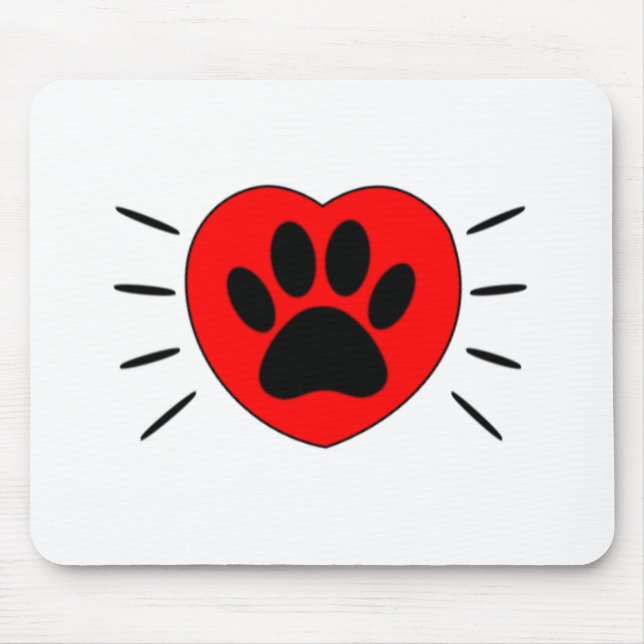 Hund Lover Herz und Pfoten Print Mousepad (Vorne)