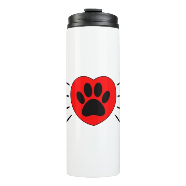 Hund Lover Herz und Pfoten Print Thermosbecher (Vorderseite)