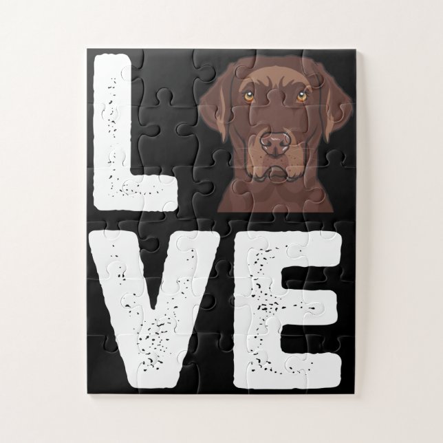 Hund Lover | I Liebe Chocolate Labrador Puzzle (Vertikal)