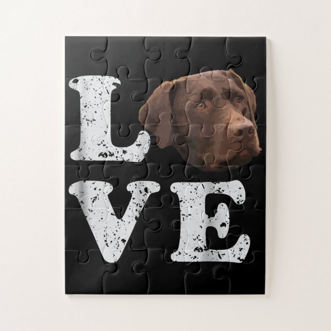 Hund Lover | I Liebe Chocolate Labrador Retriever Puzzle (Vertikal)