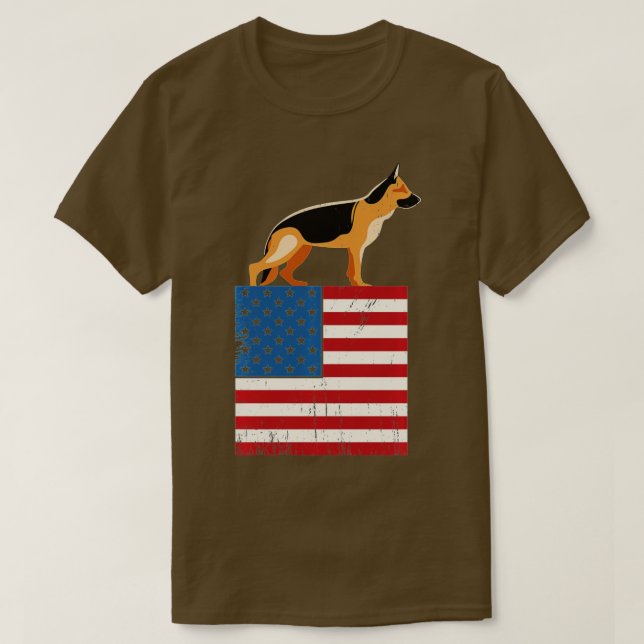 Hund Lover I Patriotic German Shepher T-Shirt (Design vorne)