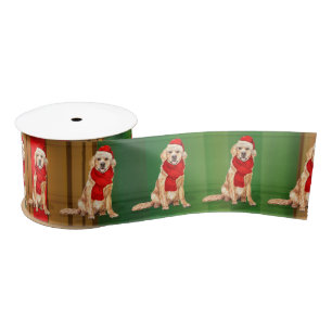 Hund Lover Kariert und Golden Retriever Weihnachte Satinband