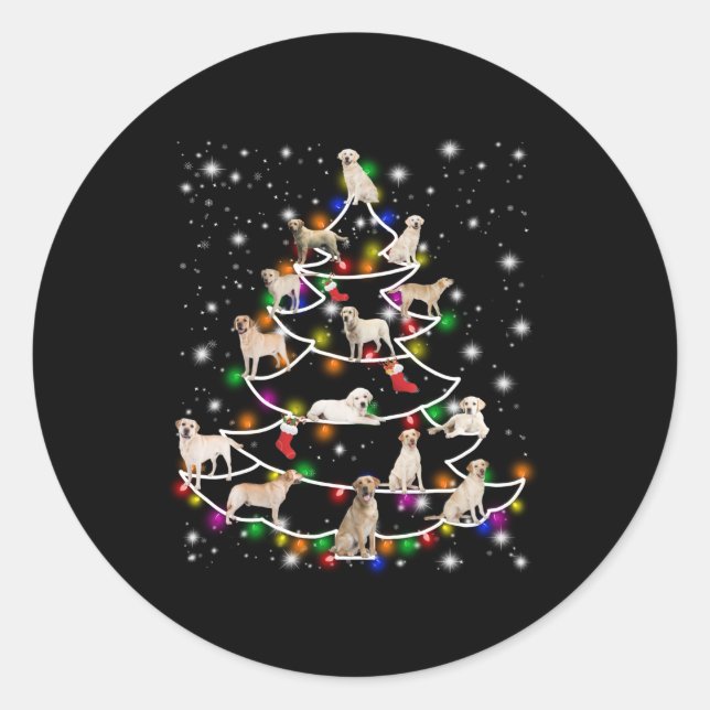 Hund Lover | Labrador Christmas Tree Runder Aufkleber (Vorderseite)