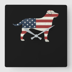 Hund Lover Labrador Retriever Silhouette USA Fla Quadratische Wanduhr