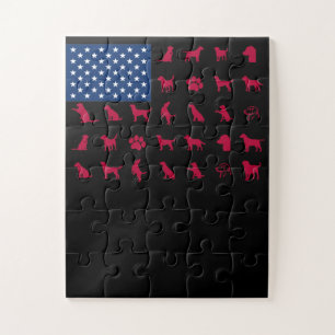Hund Lover Labrador Retriever USA American Flag Puzzle