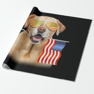 Hund Lover Labrador Retriever USA Flag Geschenkpapier