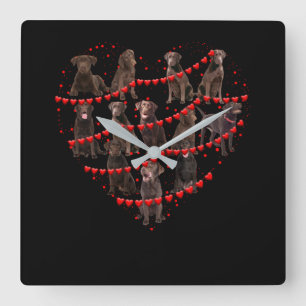 Hund Lover Liebe Herzschokolade Labrador Valentin Quadratische Wanduhr