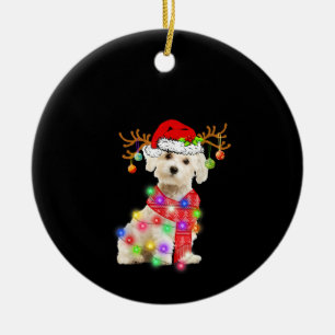 Hund Lover   Maltesische Weihnachtsmannmütze Xmas  Keramik Ornament