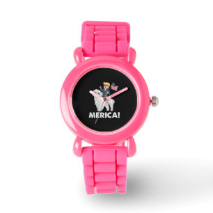 Hund Lover Merica Trump Riding Maltese 4. Juli Armbanduhr