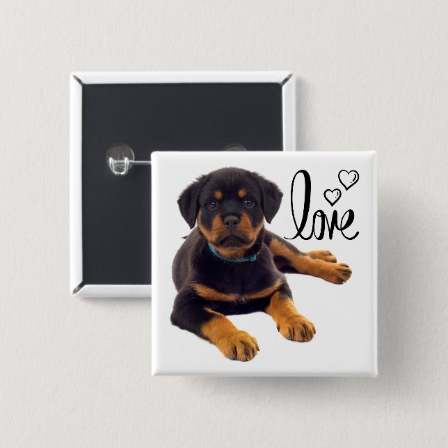 Hund Lover Niedlich Puppy Liebe Rottweiler Button (Vorne & Hinten)