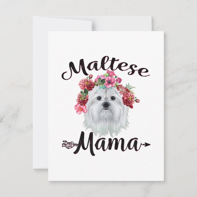 Hund Lover | Niedliche maltesische Mama Dog Blume  Dankeskarte (Vorderseite)