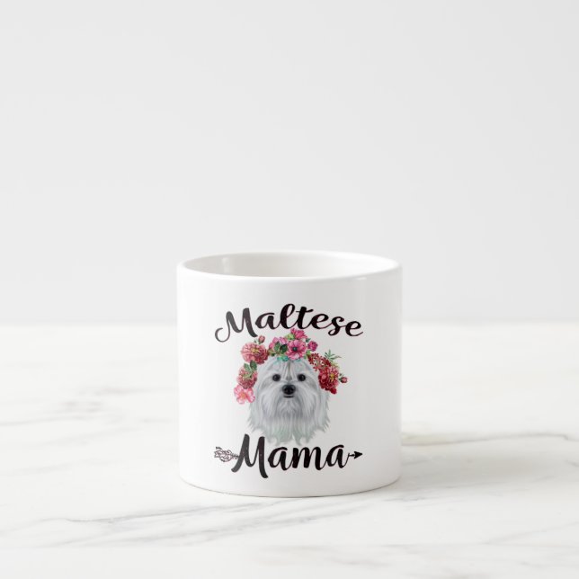 Hund Lover | Niedliche maltesische Mama Dog Blume  Espressotasse (Vorderseite)