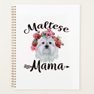 Hund Lover   Niedliche maltesische Mama Dog Blume  Planer