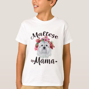 Hund Lover   Niedliche maltesische Mama Dog Blume  T-Shirt