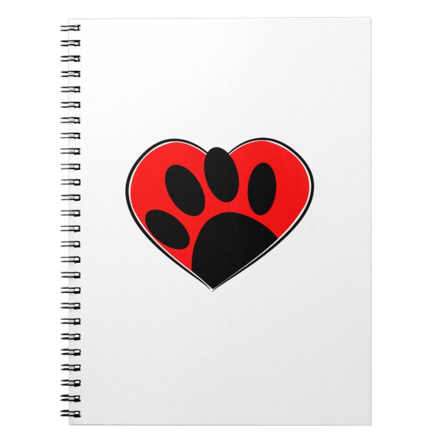 Hund Lover Paw Print und rotes Herz Notizblock (Vorderseite)