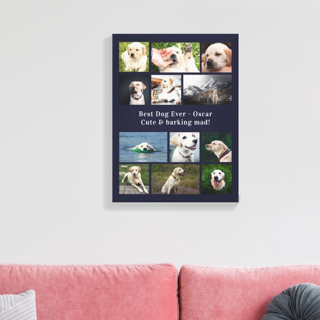 Hund Lover Personalisierten Heimfotografie Collage Leinwanddruck (12 photo pet canvas )