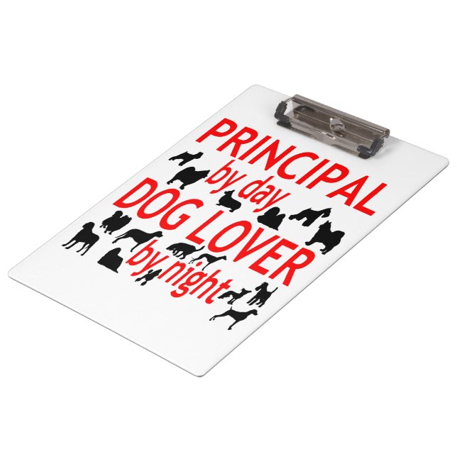 Hund Lover Principal in Rot Klemmbrett (Schrägansicht)
