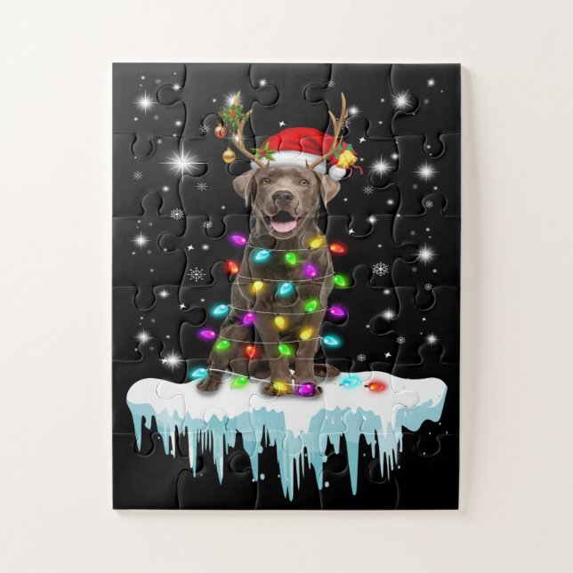 Hund Lover | Schokolade Labrador Christmas Light Puzzle (Vertikal)