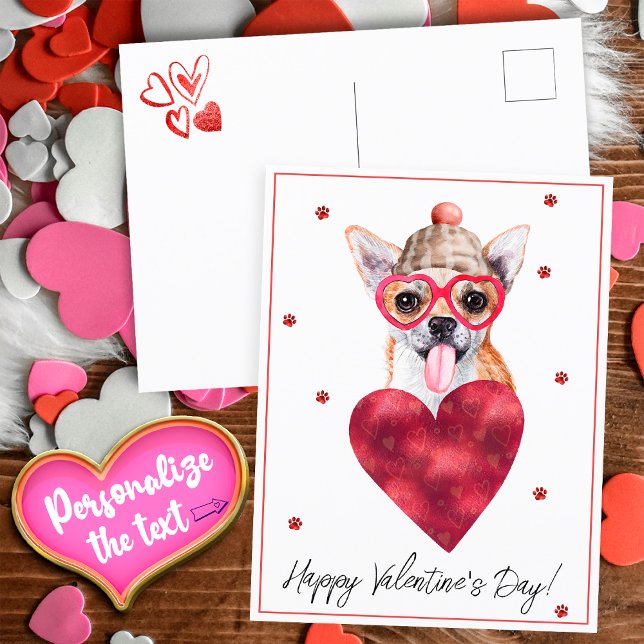 Hund Lover Valentine Geschenk Chihuahua Feiertagspostkarte (Von Creator hochgeladen)