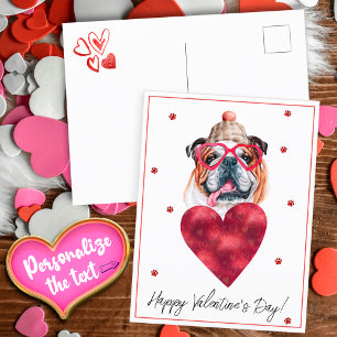 Hund Lover Valentine Geschenk English Bulldog Feiertagspostkarte
