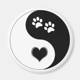 Hund Lover Yin Yang Herz und Paw Prints Magnet