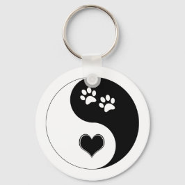 Hund Lover Yin Yang Herz und Paw Prints Schlüsselanhänger