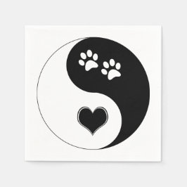 Hund Lover Yin Yang Herz und Paw Prints Serviette