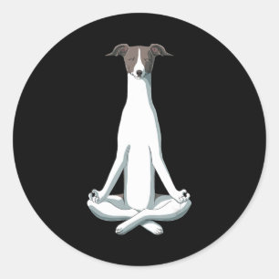 Hund Lover Yoga Italian Greyhound Runder Aufkleber
